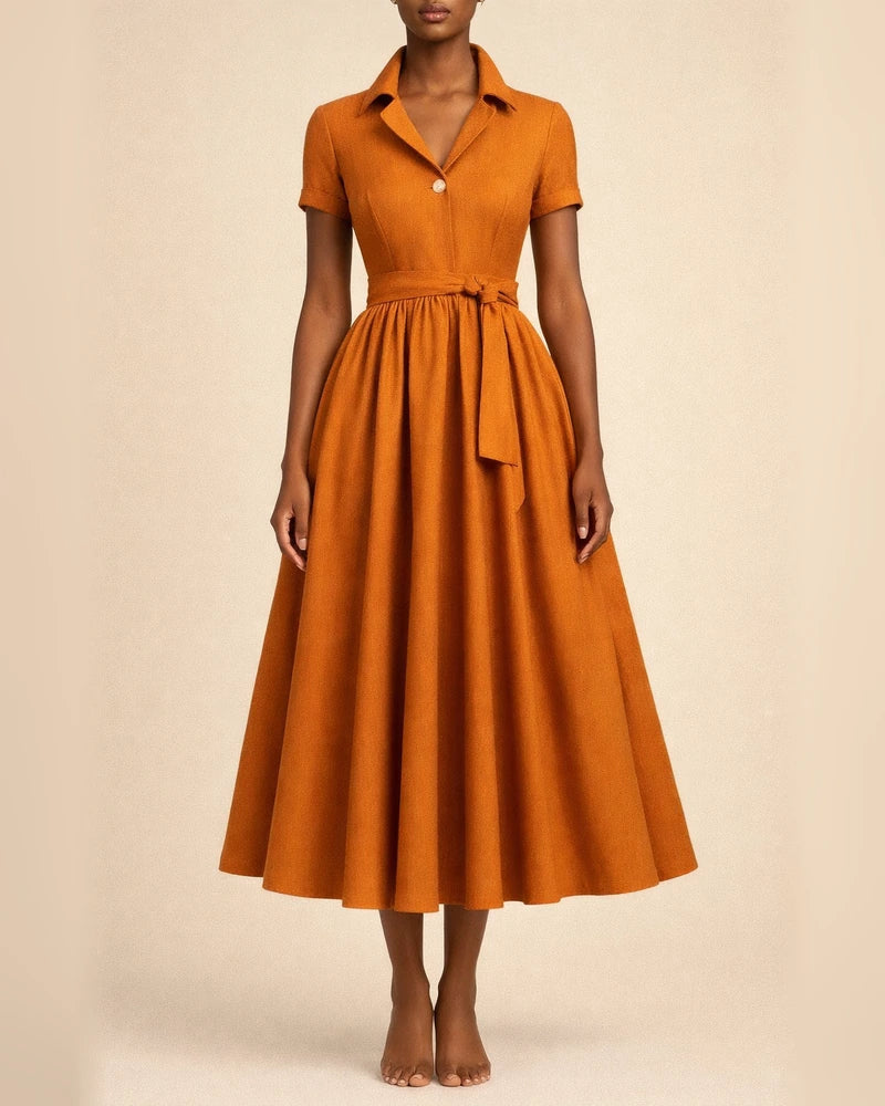 Women's A-Line Dress Midi Dress - Half Sleeve Split Summer Fall V Neck Hot Sexy Army Green Orange S M L XL | JRSEE:bf110e7c-ef54-4116-8789-ac8f4dfcf6ed