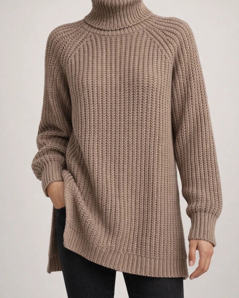 Women's Autumn and Winter Knit Sweater Medium Long Shoulder Sleeve High Lapel Split Sweater High Neck Solid Color Sweater | JRSEE:534e2c9f-7e00-455d-8052-91f19a964e1d