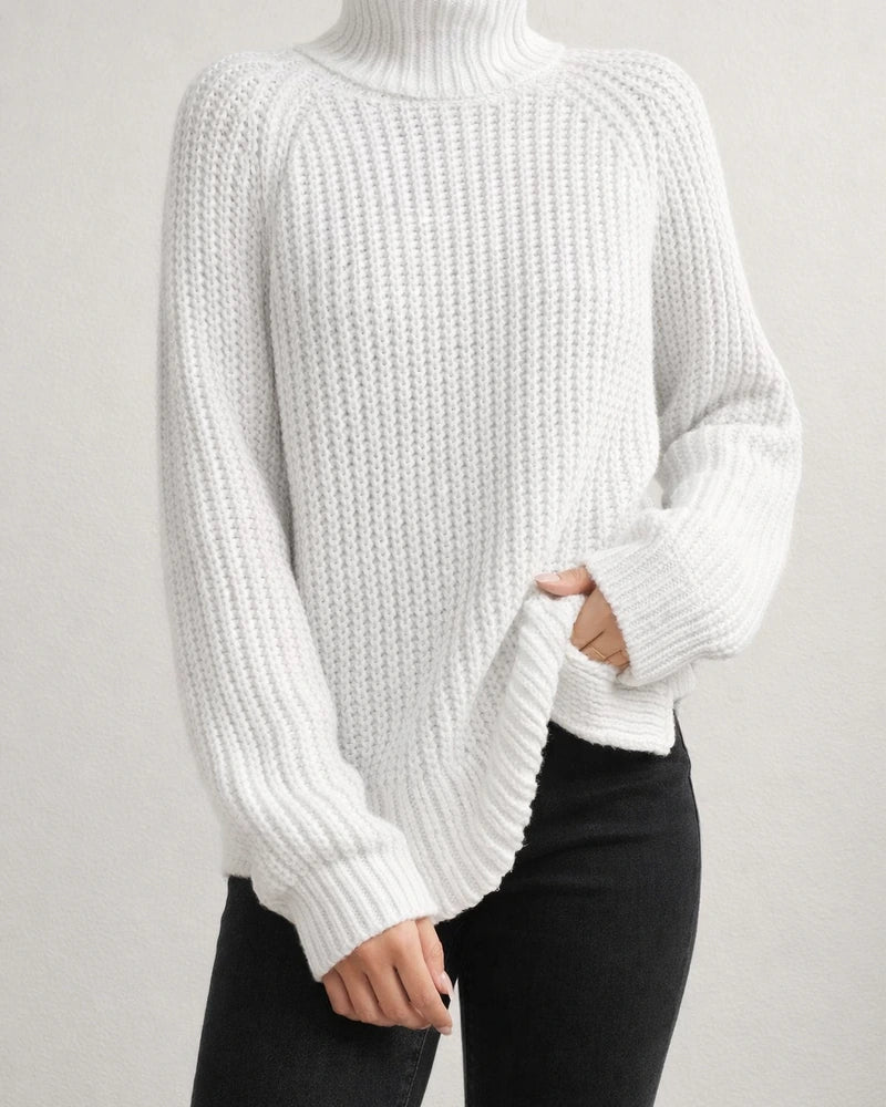 Women's Autumn and Winter Knit Sweater Medium Long Shoulder Sleeve High Lapel Split Sweater High Neck Solid Color Sweater | JRSEE:671b90c5-11a8-40fe-8c3b-d5e4d631d9a9