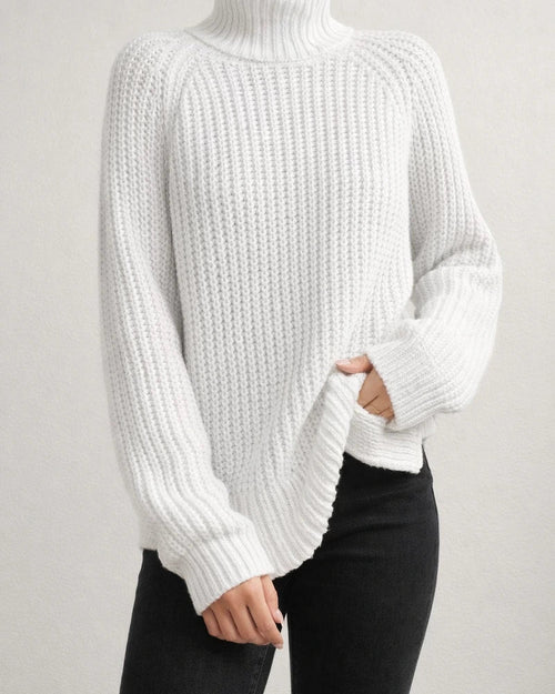 Women's Autumn and Winter Knit Sweater Medium Long Shoulder Sleeve High Lapel Split Sweater High Neck Solid Color Sweater | JRSEE:671b90c5-11a8-40fe-8c3b-d5e4d631d9a9