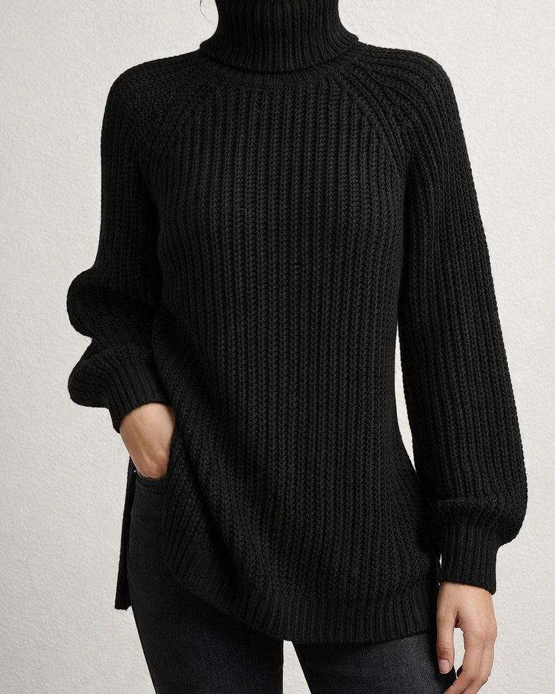 Women's Autumn and Winter Knit Sweater Medium Long Shoulder Sleeve High Lapel Split Sweater High Neck Solid Color Sweater | JRSEE:4ab0f8cb-4560-4aeb-927d-9ddaca716805