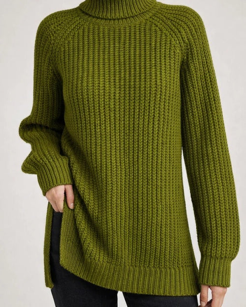 Women's Autumn and Winter Knit Sweater Medium Long Shoulder Sleeve High Lapel Split Sweater High Neck Solid Color Sweater | JRSEE:e3cc13c3-d972-4c63-8254-484f1dbcc315