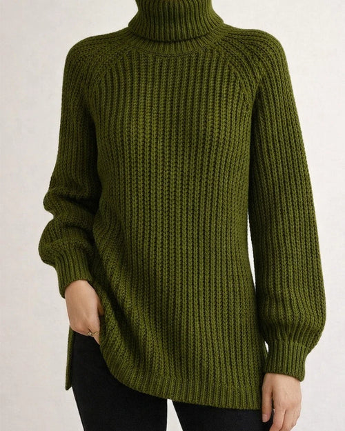 Women's Autumn and Winter Knit Sweater Medium Long Shoulder Sleeve High Lapel Split Sweater High Neck Solid Color Sweater | JRSEE:2bb6c938-8f5e-46d3-bb40-e38971417f86