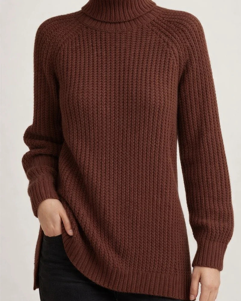 Women's Autumn and Winter Knit Sweater Medium Long Shoulder Sleeve High Lapel Split Sweater High Neck Solid Color Sweater | JRSEE:2859b7fa-86b9-413c-a4de-be088f6eb9af