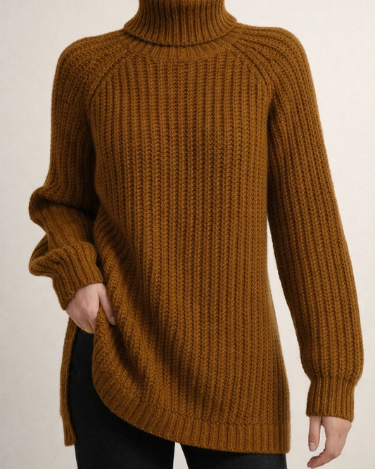 Women's Autumn and Winter Knit Sweater Medium Long Shoulder Sleeve High Lapel Split Sweater High Neck Solid Color Sweater | JRSEE:8b904cac-c235-440f-b01b-5ea1ada754b1