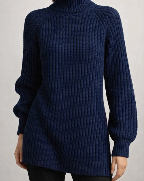 Women's Autumn and Winter Knit Sweater Medium Long Shoulder Sleeve High Lapel Split Sweater High Neck Solid Color Sweater | JRSEE:fb9ff10c-8e54-44a5-a9ec-4d27a4430cd8