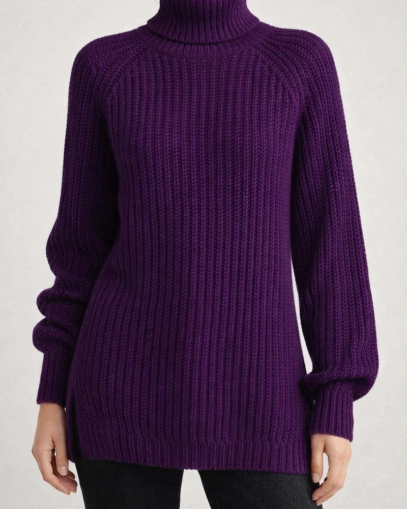 Women's Autumn and Winter Knit Sweater Medium Long Shoulder Sleeve High Lapel Split Sweater High Neck Solid Color Sweater | JRSEE:e712dcd5-ff07-4238-b341-a23ba7f96c8f