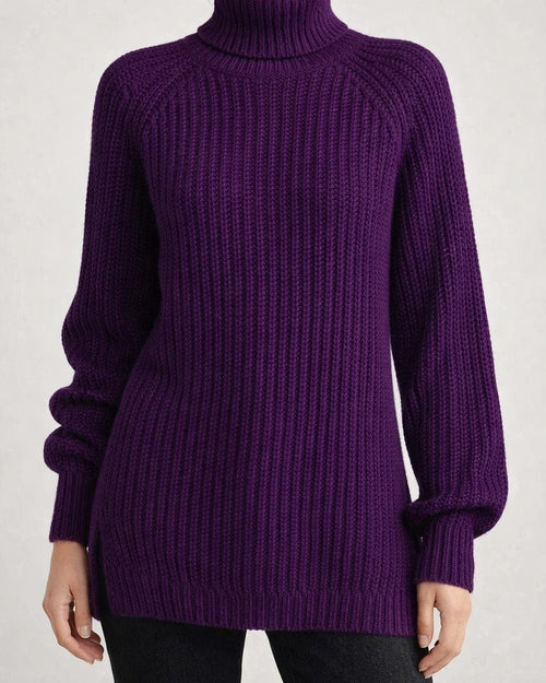 Women's Autumn and Winter Knit Sweater Medium Long Shoulder Sleeve High Lapel Split Sweater High Neck Solid Color Sweater | JRSEE:e712dcd5-ff07-4238-b341-a23ba7f96c8f