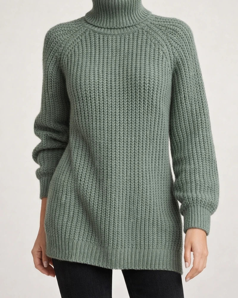 Women's Autumn and Winter Knit Sweater Medium Long Shoulder Sleeve High Lapel Split Sweater High Neck Solid Color Sweater | JRSEE:092ce04f-d56f-4671-b60d-d4d009893e75