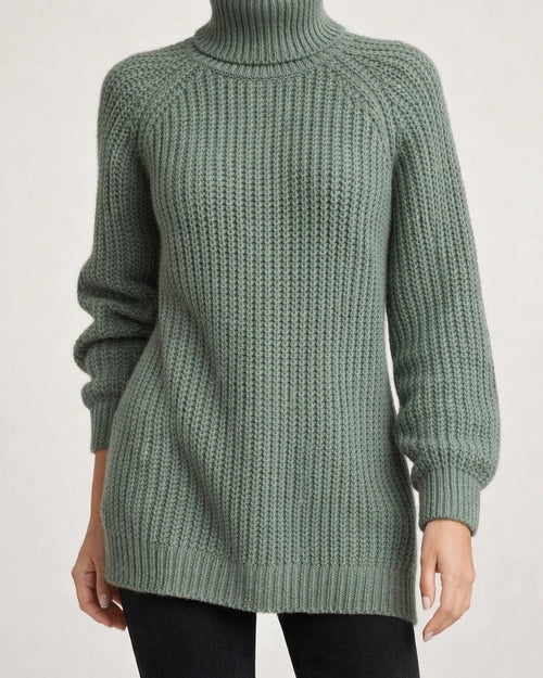 Women's Autumn and Winter Knit Sweater Medium Long Shoulder Sleeve High Lapel Split Sweater High Neck Solid Color Sweater | JRSEE:092ce04f-d56f-4671-b60d-d4d009893e75