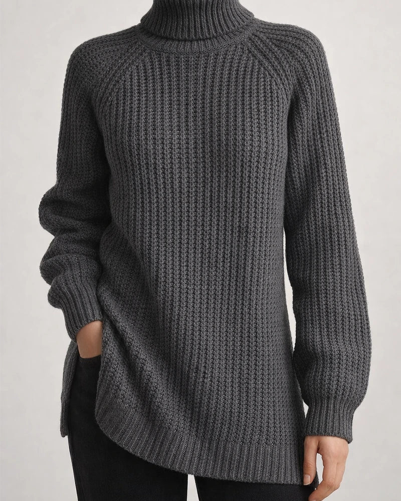 Women's Autumn and Winter Knit Sweater Medium Long Shoulder Sleeve High Lapel Split Sweater High Neck Solid Color Sweater | JRSEE:ca4894bd-d4cd-4924-97ed-e2ef2822a3ea