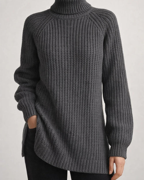 Women's Autumn and Winter Knit Sweater Medium Long Shoulder Sleeve High Lapel Split Sweater High Neck Solid Color Sweater | JRSEE:ca4894bd-d4cd-4924-97ed-e2ef2822a3ea