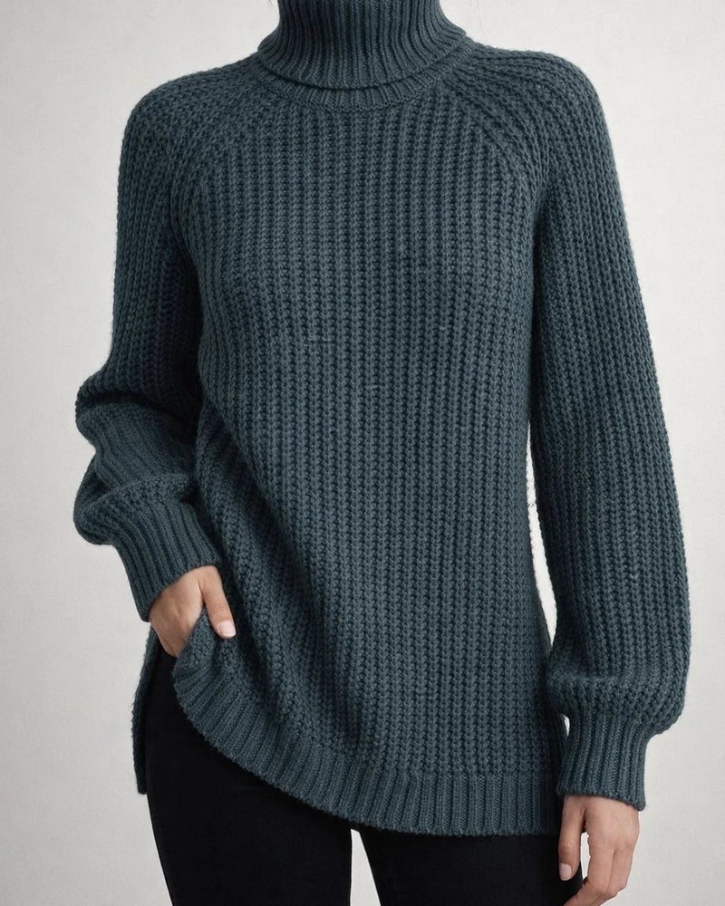 Women's Autumn and Winter Knit Sweater Medium Long Shoulder Sleeve High Lapel Split Sweater High Neck Solid Color Sweater | JRSEE:7e9a548f-d07b-49f2-b062-126a8132752c