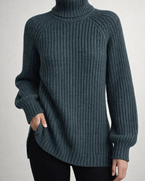 Women's Autumn and Winter Knit Sweater Medium Long Shoulder Sleeve High Lapel Split Sweater High Neck Solid Color Sweater | JRSEE:7e9a548f-d07b-49f2-b062-126a8132752c