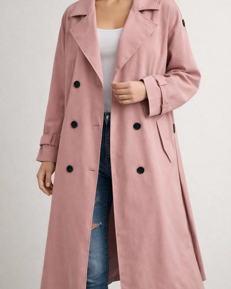 Women's Autumn and Winter Solid Color Long Windbreaker Jacket | JRSEE:db1aff5d-721c-40c8-a764-ba14893a2873