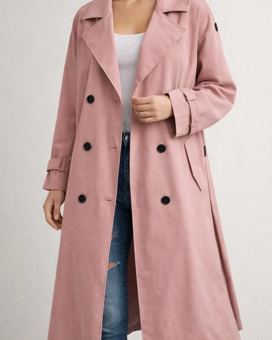 Women's Autumn and Winter Solid Color Long Windbreaker Jacket | JRSEE:db1aff5d-721c-40c8-a764-ba14893a2873
