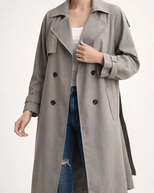 Women's Autumn and Winter Solid Color Long Windbreaker Jacket | JRSEE:851817d5-0d37-47b3-836c-3eda1e665996