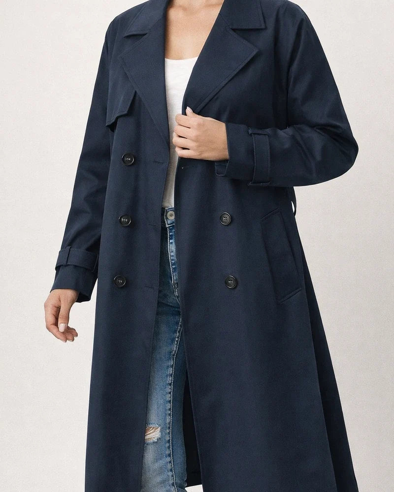 Women's Autumn and Winter Solid Color Long Windbreaker Jacket | JRSEE:6542ca4d-c527-457d-9062-370c35dd4955
