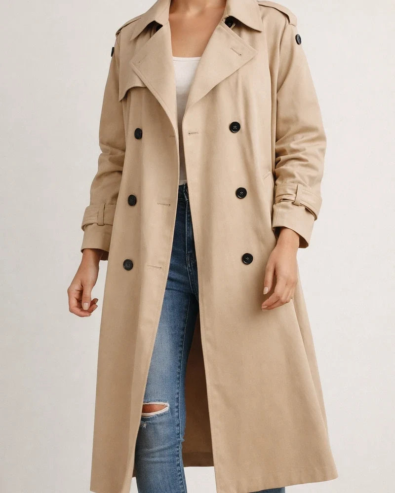 Women's Autumn and Winter Solid Color Long Windbreaker Jacket | JRSEE:7aa76842-d4b0-4499-9fcb-5c4435f154b2