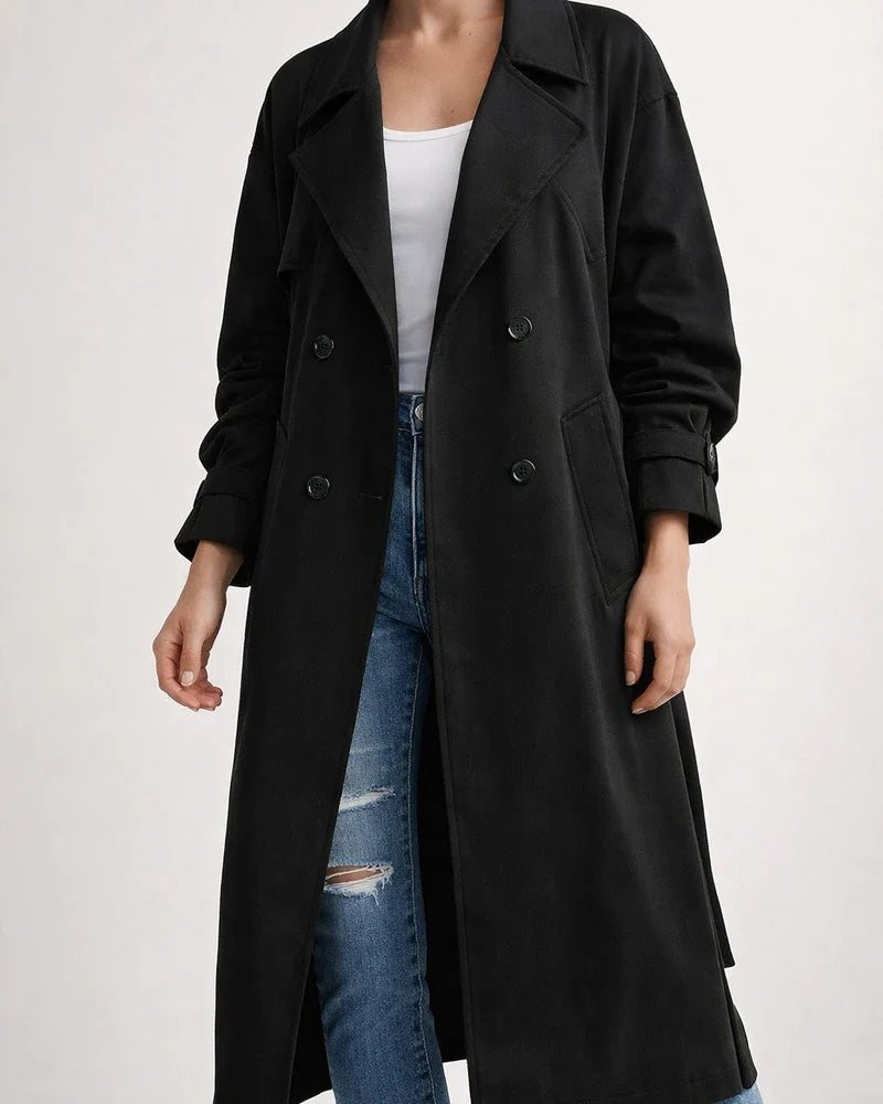 Women's Autumn and Winter Solid Color Long Windbreaker Jacket | JRSEE:197d3d12-8848-4fed-998f-d4c398cd8e1d