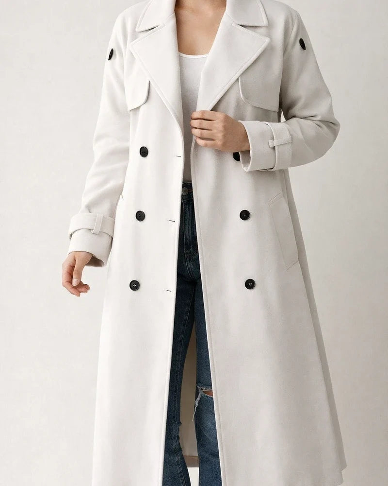 Women's Autumn and Winter Solid Color Long Windbreaker Jacket | JRSEE:ffae0939-c9e8-4732-a76f-990131f94107