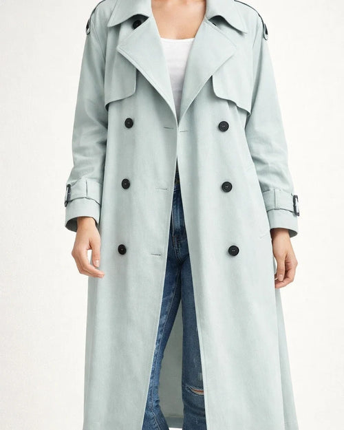 Women's Autumn and Winter Solid Color Long Windbreaker Jacket | JRSEE:f17ae7a8-8846-4192-af23-3e35f3789f3e
