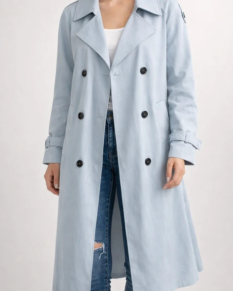 Women's Autumn and Winter Solid Color Long Windbreaker Jacket | JRSEE:464f03b0-9a21-484f-b7a2-20b56f184436