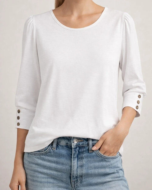 Women's Autumn Printed 3/4 Sleeve Button-Up Round Neck T-Shirt Printed T-Shirt | JRSEE:24d27f02-8b03-47b1-9eca-f11c76d71685