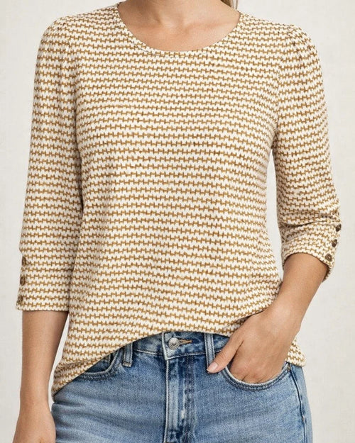 Women's Autumn Printed 3/4 Sleeve Button-Up Round Neck T-Shirt Printed T-Shirt | JRSEE:33edd4b2-bb1b-44d7-889d-2fc3afe0ac5a