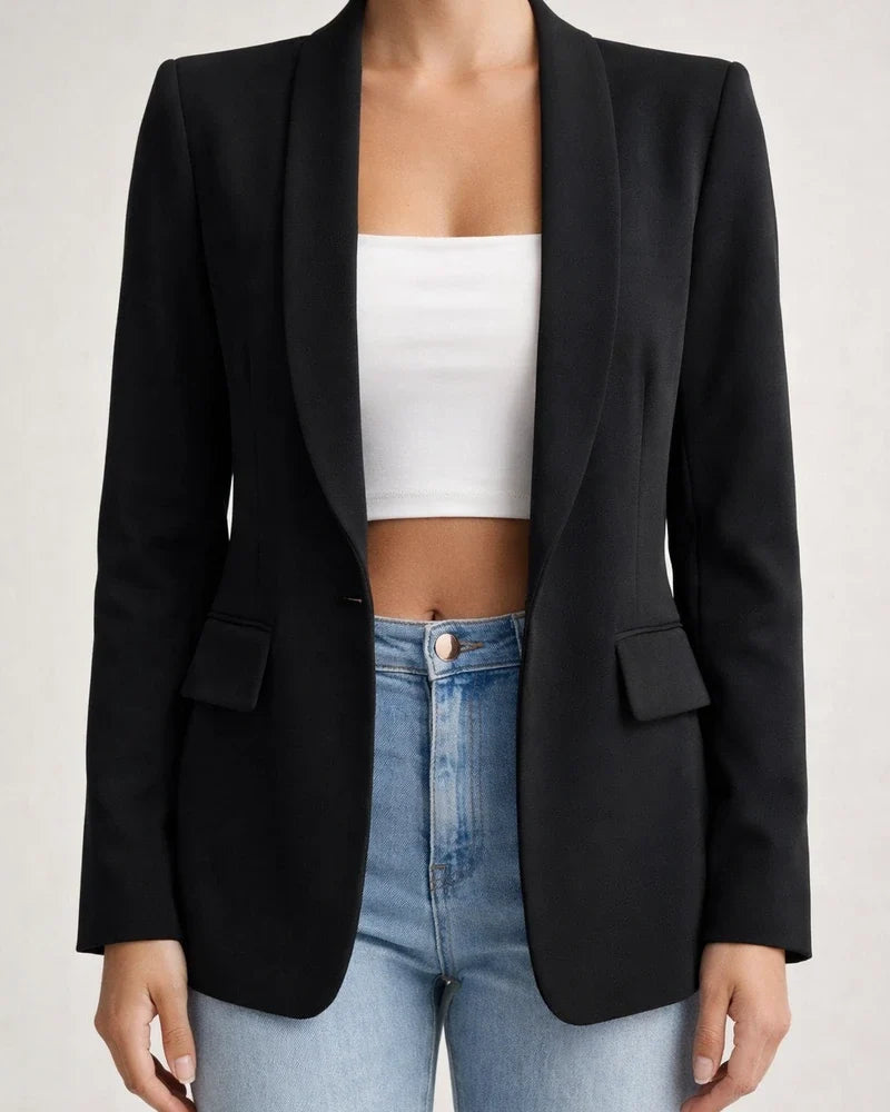 Women's Blazer Outdoor Pocket Plain Windproof Fashion Regular Fit Outerwear Long Sleeve Fall Black S | JRSEE:7811062a-62ec-4a03-ae4e-533a11d0bb36