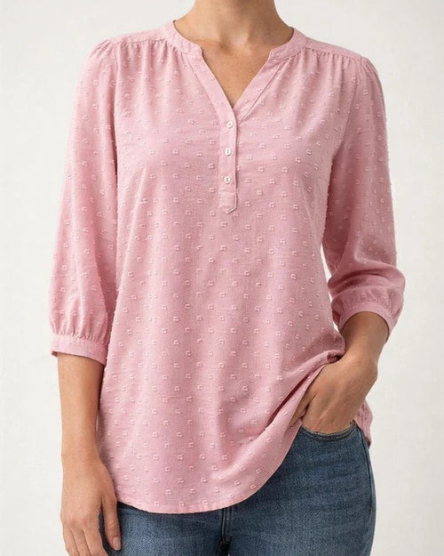 Women's Blouse Jacquard Solid / Plain Color Basic V Neck Summer Light Blue Black White Pink Dark Pink | JRSEE:42bee812-ff26-443c-a285-8a930d07bd0a
