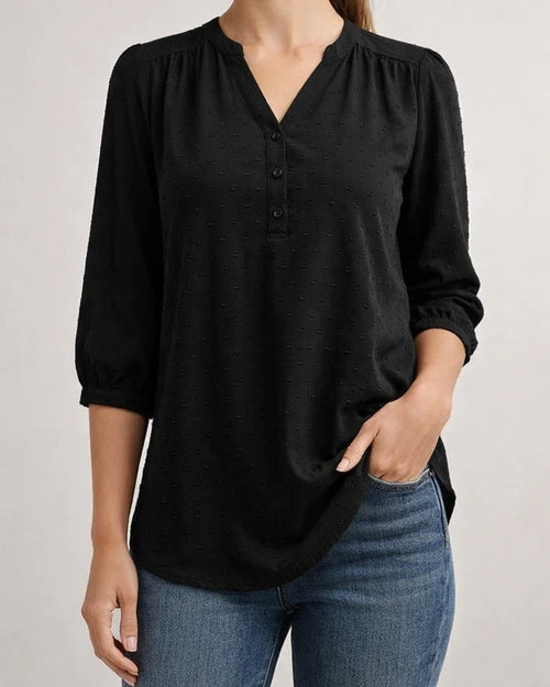 Women's Blouse Jacquard Solid / Plain Color Basic V Neck Summer Light Blue Black White Pink Dark Pink | JRSEE:94254bee-a09d-49ee-9764-53cb309eb6b3