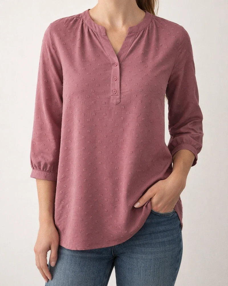 Women's Blouse Jacquard Solid / Plain Color Basic V Neck Summer Light Blue Black White Pink Dark Pink | JRSEE:21b2b2fd-1553-469e-ba2c-4f9334635242