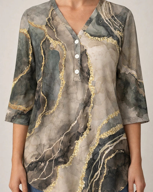 Women's Blouse Shirt Khaki Flower Button Print Long Sleeve Daily Weekend Streetwear Casual V Neck Regular S / 3D Print | JRSEE:36179879-0be1-4cf1-b48f-3b73e8e16ae1