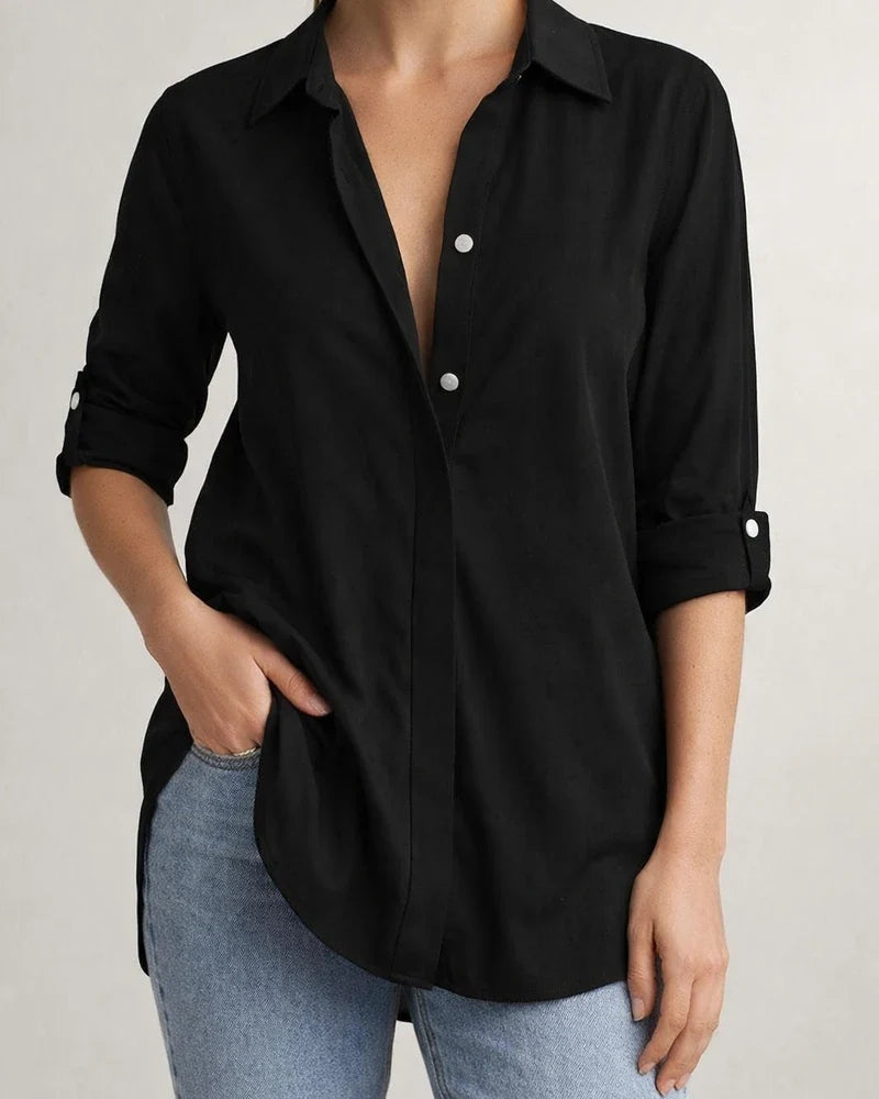 Women's Blouse Shirt Pink Red White Solid Color Plain Button Long Sleeve Casual Daily Basic Streetwear Casual Shirt Collar Regular S | JRSEE:0bb51b05-30f2-4883-a36a-dc8d5bf77bb5
