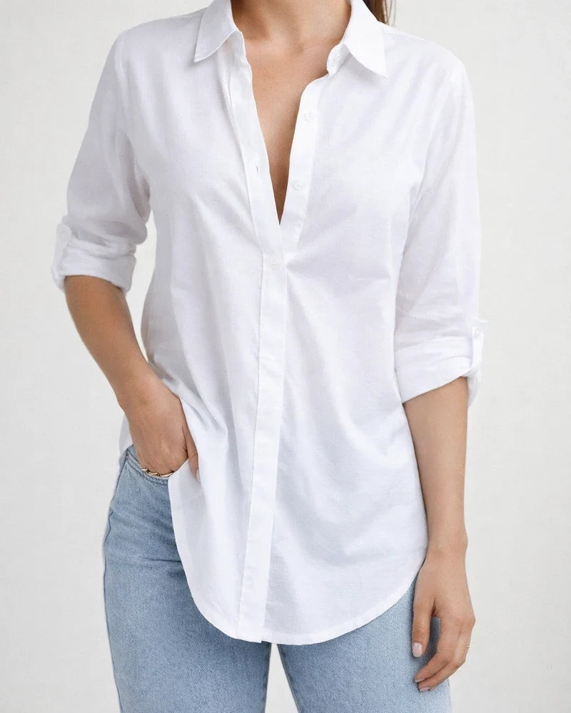 Women's Blouse Shirt Pink Red White Solid Color Plain Button Long Sleeve Casual Daily Basic Streetwear Casual Shirt Collar Regular S | JRSEE:496f2120-27be-4a92-b180-1b8d2df26988
