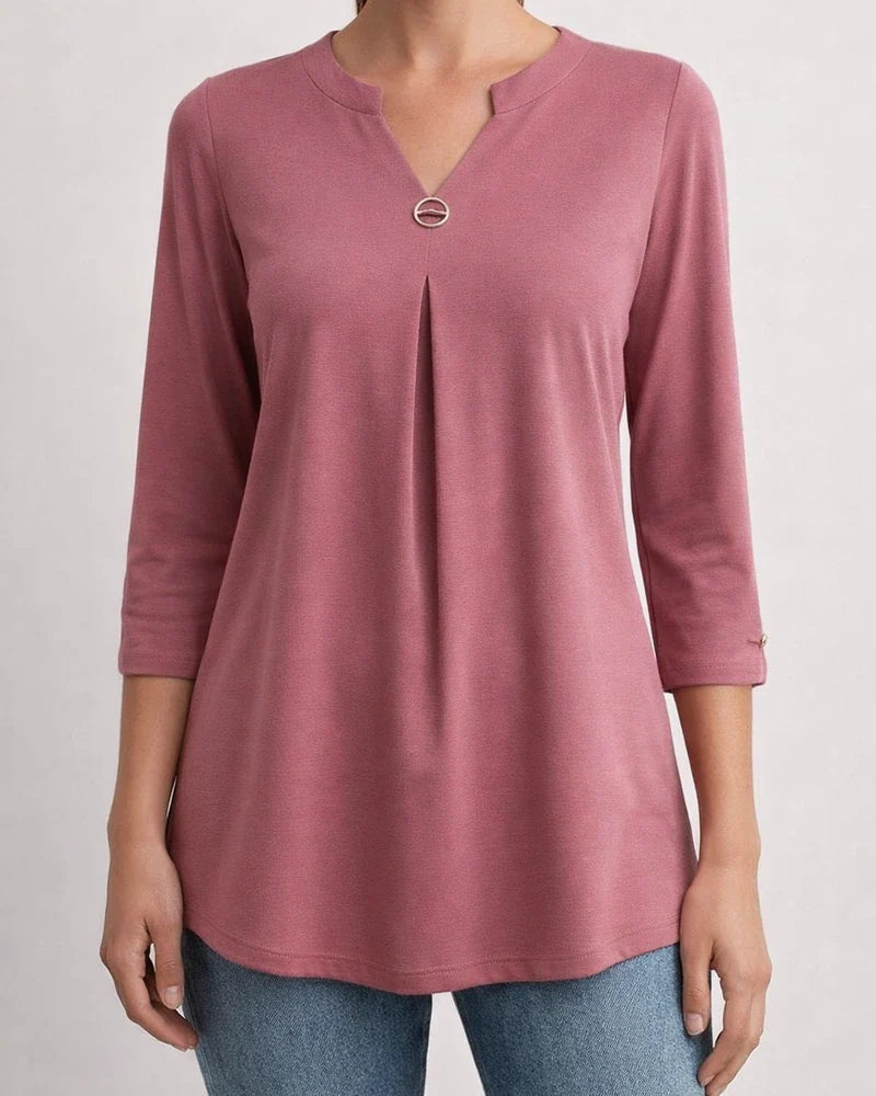 Women's Blouse Shirt Tunic Green Blue Purple Plain Flowing tunic 3/4 Length Sleeve Daily Weekend Streetwear Casual V Neck Regular | JRSEE:e3c1d8fc-ac75-41d6-ad35-189829deebd9