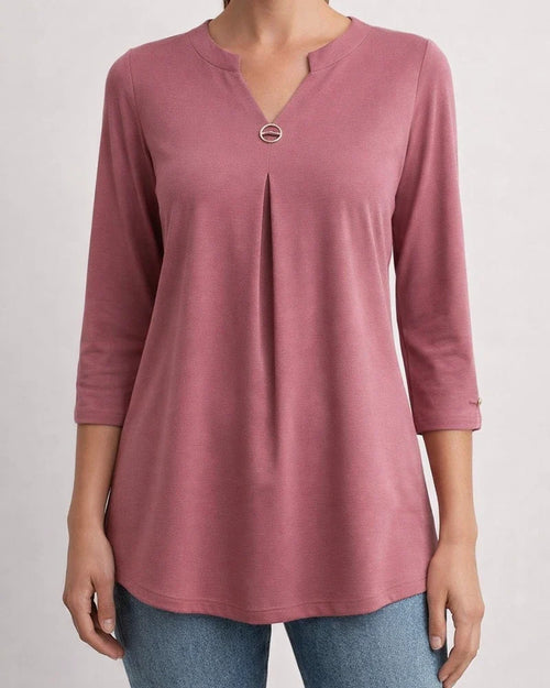 Women's Blouse Shirt Tunic Green Blue Purple Plain Flowing tunic 3/4 Length Sleeve Daily Weekend Streetwear Casual V Neck Regular | JRSEE:e3c1d8fc-ac75-41d6-ad35-189829deebd9