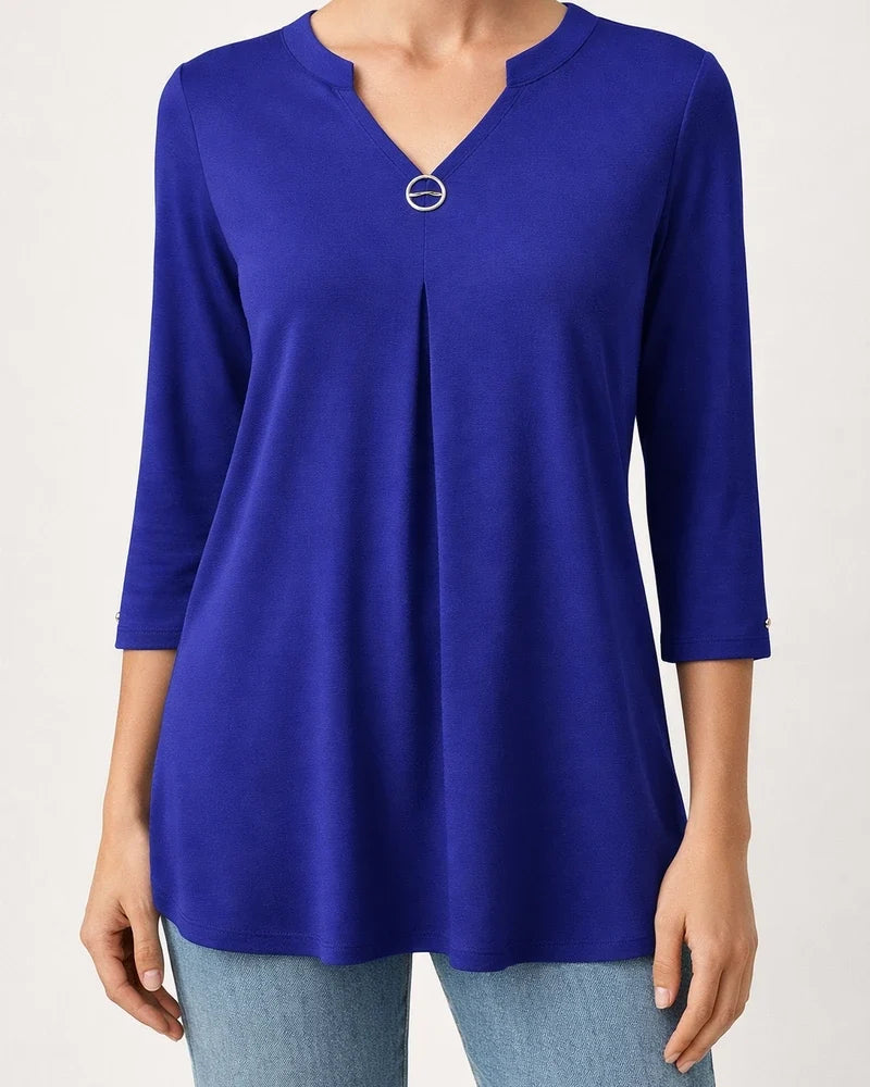 Women's Blouse Shirt Tunic Green Blue Purple Plain Flowing tunic 3/4 Length Sleeve Daily Weekend Streetwear Casual V Neck Regular | JRSEE:613960be-c8fc-4f4b-81bc-cb896aca8af6