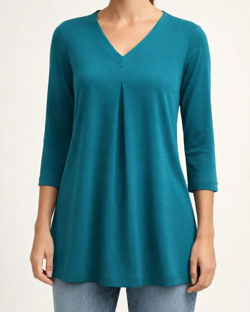 Women's Blouse Shirt Tunic Green Blue Purple Plain Flowing tunic 3/4 Length Sleeve Daily Weekend Streetwear Casual V Neck Regular | JRSEE:a2325520-33f6-4484-8a4e-0f20feaef43f