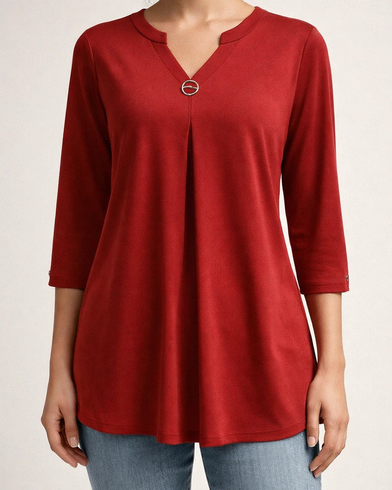 Women's Blouse Shirt Tunic Green Blue Purple Plain Flowing tunic 3/4 Length Sleeve Daily Weekend Streetwear Casual V Neck Regular | JRSEE:35f496e5-0a4a-4cb1-8e7b-fa8d4a054f79