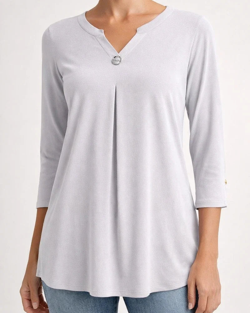 Women's Blouse Shirt Tunic Green Blue Purple Plain Flowing tunic 3/4 Length Sleeve Daily Weekend Streetwear Casual V Neck Regular | JRSEE:a52ff651-a0ec-4dc1-9878-f44cb1fac192