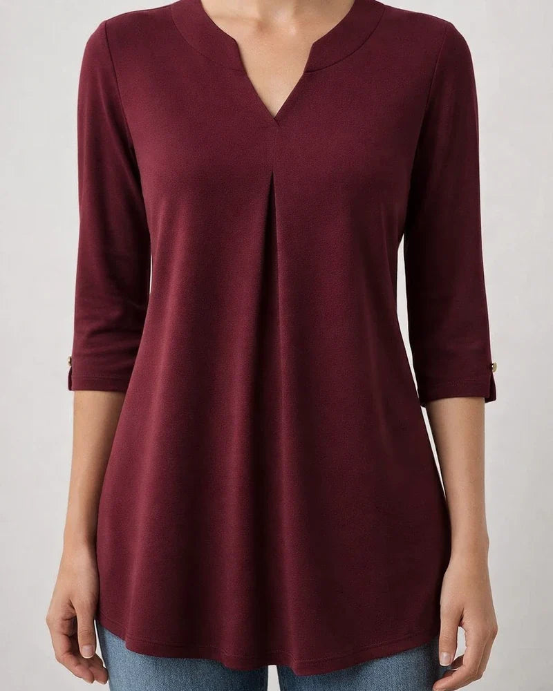 Women's Blouse Shirt Tunic Green Blue Purple Plain Flowing tunic 3/4 Length Sleeve Daily Weekend Streetwear Casual V Neck Regular | JRSEE:075051d3-67fc-4f11-bd6f-88c86ecd2c29