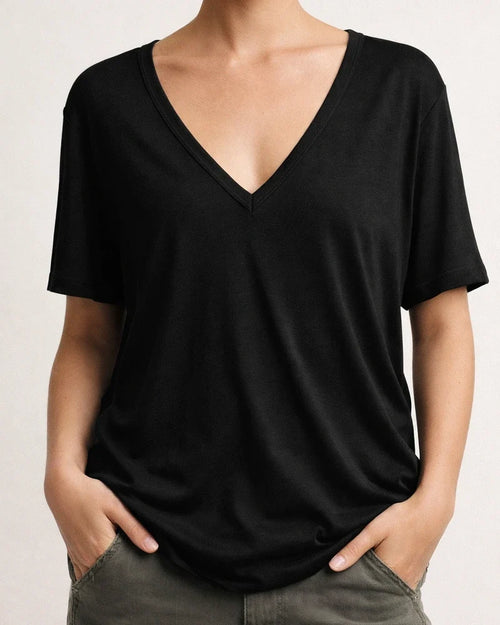 Women's Blouse T Shirt Shirt Plain Solid Colored V Neck Basic Casual Tops White Black Blue | JRSEE:571c4a3f-e3f5-4cc1-bb71-003e8506fe4e