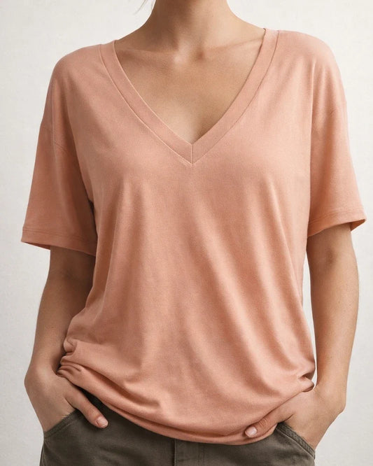 Women's Blouse T Shirt Shirt Plain Solid Colored V Neck Basic Casual Tops White Black Blue | JRSEE:068977fe-d846-44b9-bec3-e4d0eb599997