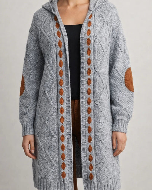 Women's Cardigan Knitted Color Block Stylish Basic Casual Long Sleeve Loose Sweater Cardigans Hooded Fall Winter Blue Gray Khaki / Holiday | JRSEE:057606e5-2e77-49ad-a40a-500efacd06e4