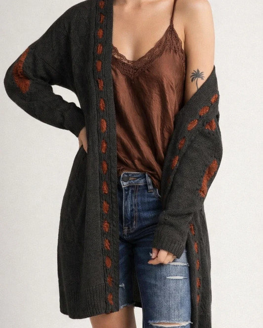 Women's Cardigan Knitted Color Block Stylish Basic Casual Long Sleeve Loose Sweater Cardigans Hooded Fall Winter Blue Gray Khaki / Holiday | JRSEE:8bd8f49b-3bb1-4c28-8652-ea129aafecba