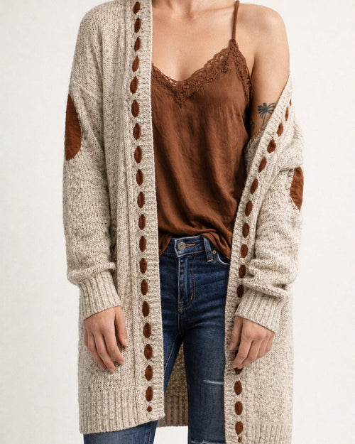 Women's Cardigan Knitted Color Block Stylish Basic Casual Long Sleeve Loose Sweater Cardigans Hooded Fall Winter Blue Gray Khaki / Holiday | JRSEE:006a458c-8bab-43aa-849e-2773bd62ff56