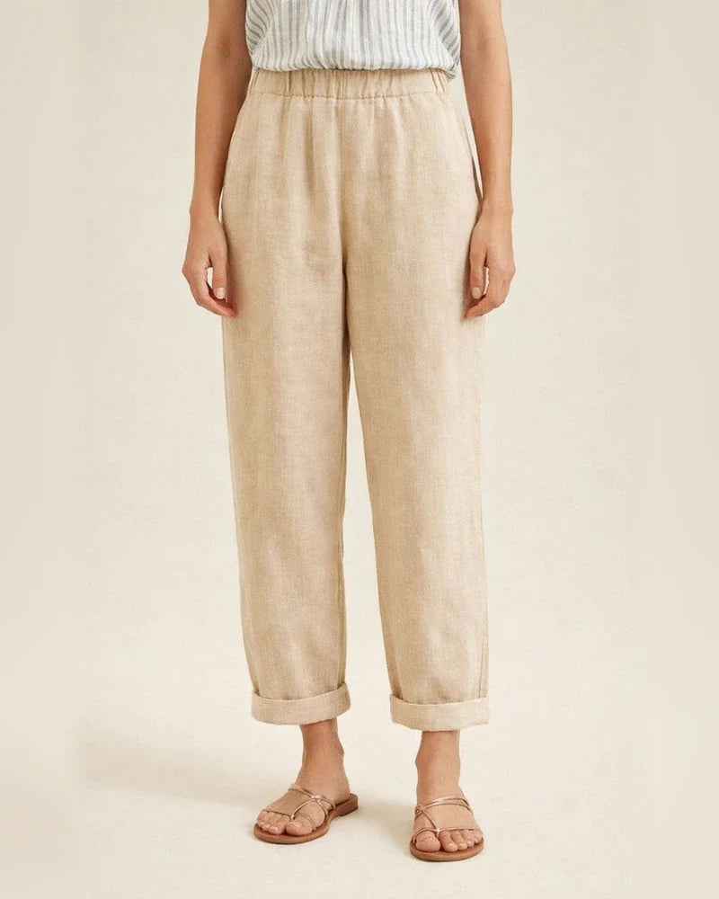 Women's Casual Chinos Trousers Pleated Front Pocket Full Length Pants Casual Daily Micro-elastic Chinese Style Linen / Cotton Blend Breathable Quick Dry Mid Waist Loose Green White Gray Khaki Sky Blue | JRSEE:e0d38339-404a-4bae-8797-d9a6765633cf
