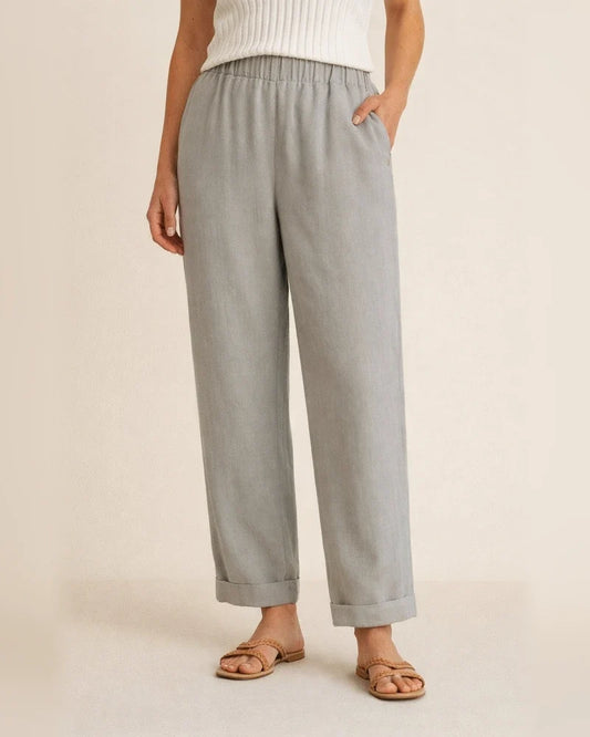 Women's Casual Chinos Trousers Pleated Front Pocket Full Length Pants Casual Daily Micro-elastic Chinese Style Linen / Cotton Blend Breathable Quick Dry Mid Waist Loose Green White Gray Khaki Sky Blue | JRSEE:fd364d06-1fd6-4747-971c-09654f00dccb